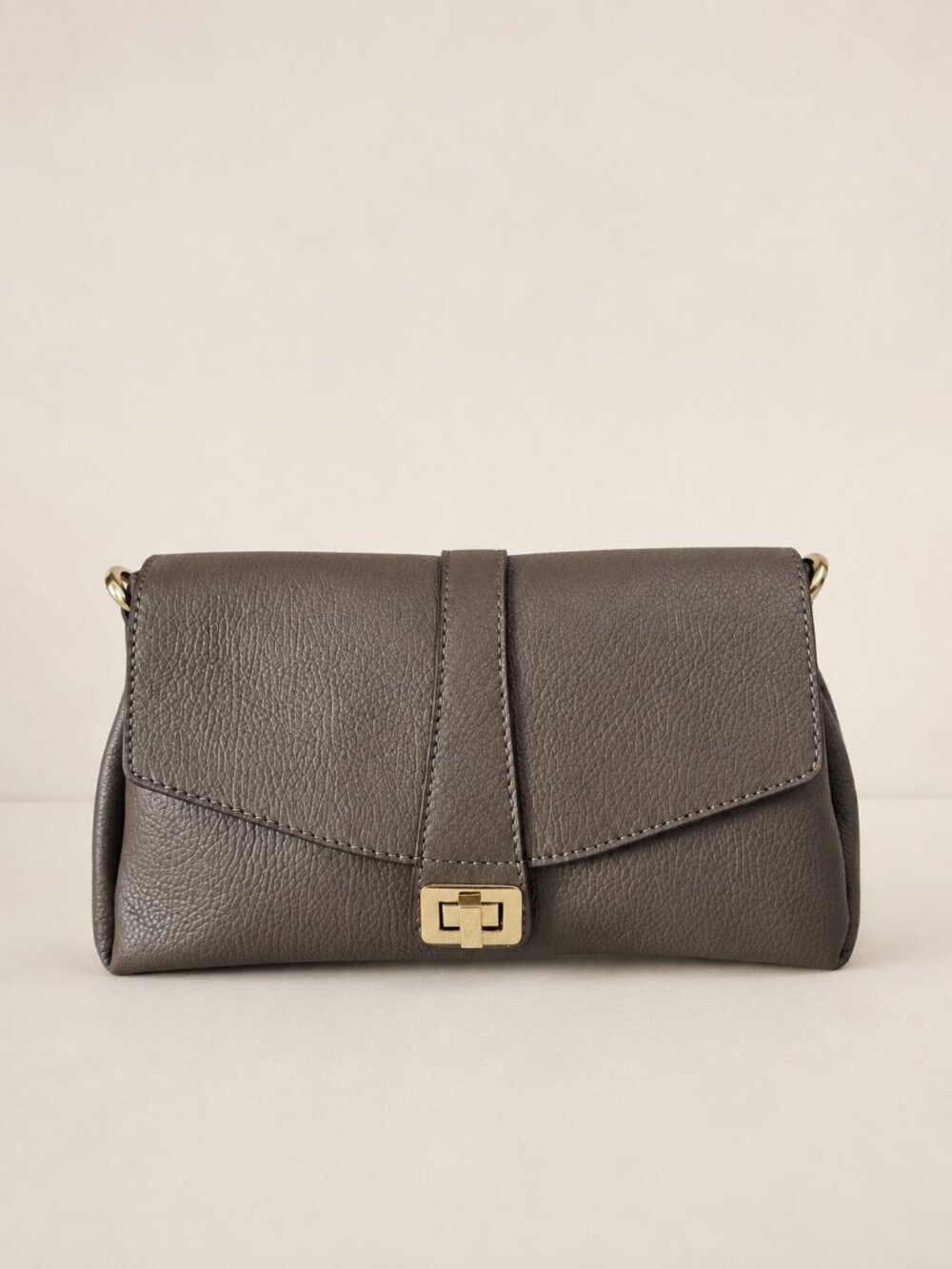 Taupe Italian Leather Crossbody Bag, Structured Shoulder Purse, Genuine Leather